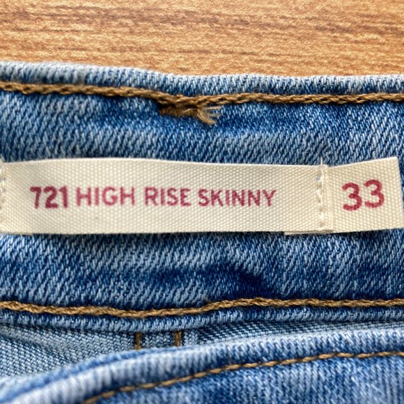 Rare Levi's Women's 721 High Rise Skinny Sapphire Plaid Jeans 33 (US 16) R "NWT" - Picture 5 of 13